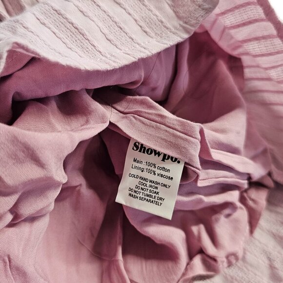 Showpo Womens Run away Girl Playsuit, Ruffled, Tie Waist, V Neck, Lilac, Size 4 - Picture 7 of 9